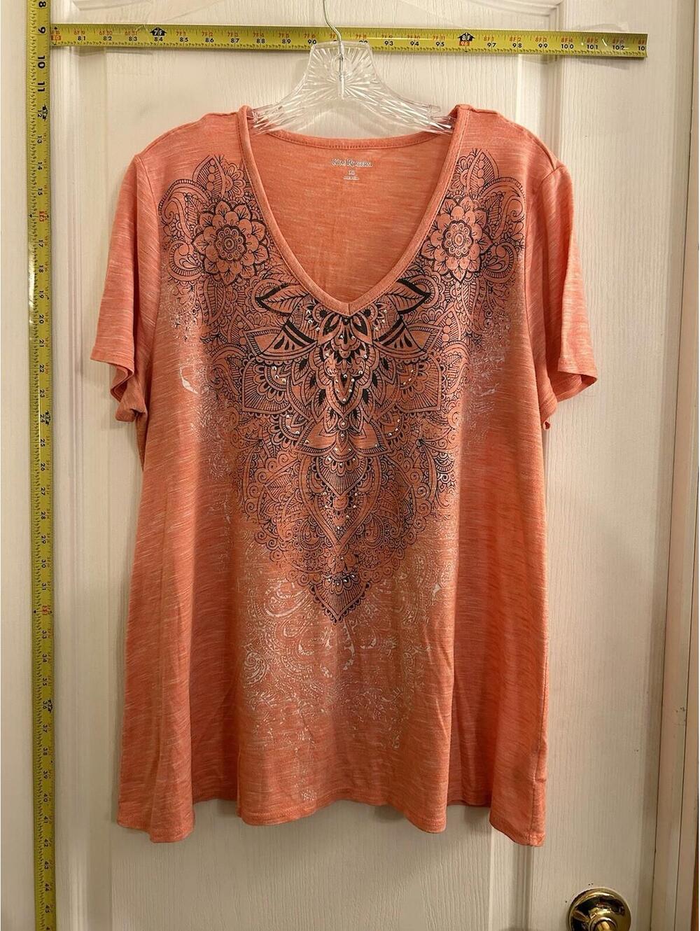 Kim Rogers Short Sleeve Orange Top Womens Size XL